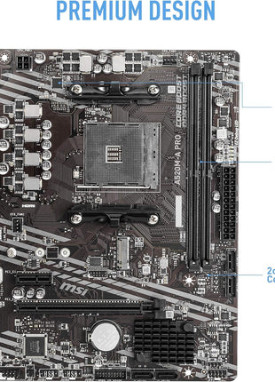 MSI A520M-A PRO Gaming Motherboard (AMD Ryzen 5000, AM4, DDR4, PCIe 3.0, SATA 6Gb/s, M.2, USB 3.2 Gen 1, DVI/HDMI, Micro-ATX)