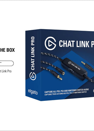 Elgato Chat Link Pro Audio Adapter for PS5, PS4, Switch | Captures voice chat and gameplay sound, Extra-long braided cable, Gold-plated connectors, Line isolator eliminates hum