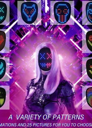 Depointer Life Led Mask with Gesture Sensing,Unisex LED Lighted Face Transforming Mask for Costume Cosplay Party Masquerade