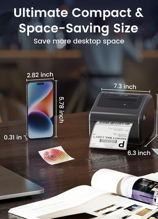 Bluetooth Shipping Label Printer with Built-in Label Bin | D450BT 4x6 Thermal Label Printer for Shipping Packages, Thermal Printers Compatible with Android, iPhone, Windows, macOS, UPS