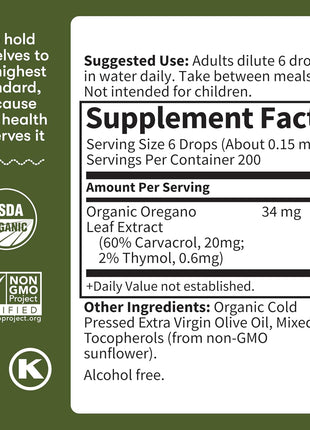Garden of Life Organics Oil of Oregano Seasonal Drops 1fl oz (30 mL) Liquid, Concentrated Plant Based Immune Support - Alcohol-Free, Organic, Non-GMO, Vegan & Gluten Free Herbal Supplements