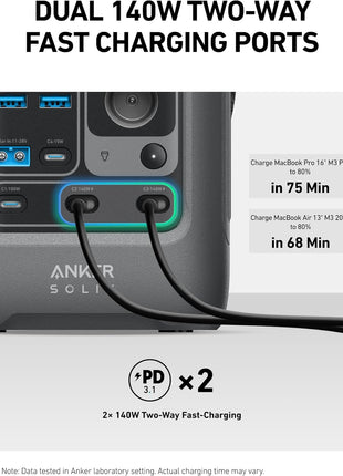 Anker SOLIX C300 DC Power Bank Station, Outdoor 288Wh Portable Power Station, LiFePO4 Battery, 300W Solar Generator, for Camping, Traveling, and Emergencies (No Wall Charger Included)