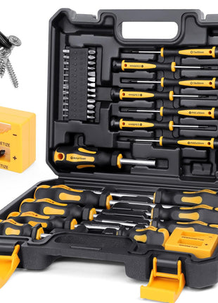 Magnetic Screwdrivers Set with Case, Amartisan 43-piece Includs Slotted, Phillips, Hex, Pozidriv,Torx and Precision Screwdriver Set, Magnetizer Demagnetizer Tools, Tools for Men
