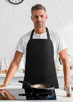 Utopia Kitchen 2 Pack Bib Apron, Adjustable with 2 Pockets, Water and Oil Resistant, Cooking Kitchen Chef Apron for Women Men