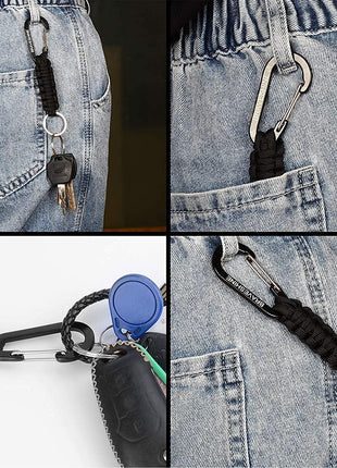 BRAVESHINE Paracord Keychain Carabiner Clip, D Ring Lanyard Hanger Stroller Hook for Water Bottle, Key, Backpacks, Men, Women