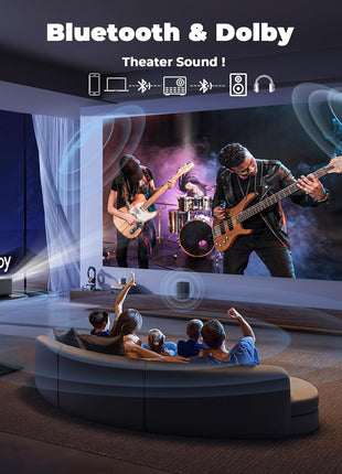 Outdoor-Portable-Projector-4K with WiFi and Bluetooth, Smart HD Movie Proyector for Home Theater, Lisowod L03Pro