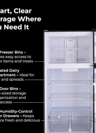 Kenmore 33" Top Mount Refrigerator with Freezer - Adjustable Shelving, Humidity-Controlled Crispers, Optional Ice Maker, LED Lighting, ENERGY STAR Certified, 20.5 cu. ft. Capacity - Black
