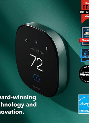 ecobee Smart Thermostat Premium with Smart Sensor and Air Quality Monitor - Programmable Wifi Thermostat - Works with Siri, Alexa, Google Assistant, Black