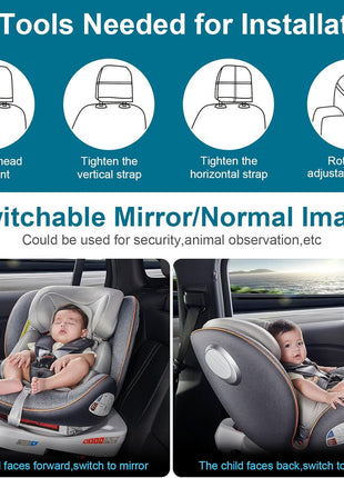 DoHonest Baby Car Camera 7-Inch: USB Plug and Play Easy Setup 360 Degree Rotating Backseat Camera Two Kids HD 1080P Rear Facing Car Seat Cameras Clear Night Vision -V9