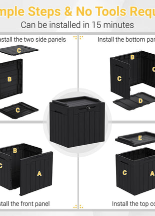 Greesum Outdoor Storage Box 31 Gallon Storage Box with Lid for Patio Furniture, Garden Tools, Pool Supplies, Waterproof and UV Resistant, Lockable, Dark Black