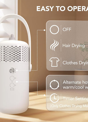 Portable Clothes Dryer, Compact Portable Dryer Machine for Apartment, RV, Travel - Premium 1000w Mini Dryer with Dry Bag, Hook for Light Clothes, Underwear