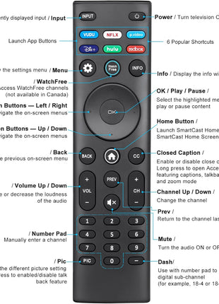 Universal Remote Control XRT140 for VIZIO Smart TV Remote Replacement XRT136 XRT260 XRT270 Smartcast D, E, M, P, V, PX Series Smart TVs