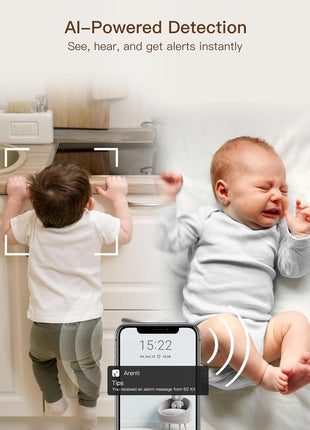 ARENTI Baby Monitor 2 Cameras, Smart Baby Camera with 5-Inch Wireless Display, Super Night Vision, Temperature Sensor, Sound Detection, Auto Motion Tracking, 2-Way Audio, VOX Mode(B2 Set)