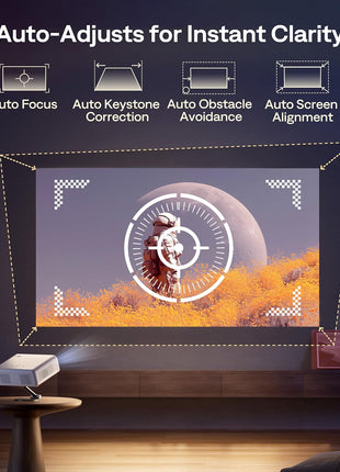 Aurzen EAZZE D1G 4K Supported Google TV Smart Projector with WiFi & Bluetooth, Auto Focus & Keystone, Dolby Audio, Zoom, Movie, Portable Mini Projector for Home & Outdoor Use