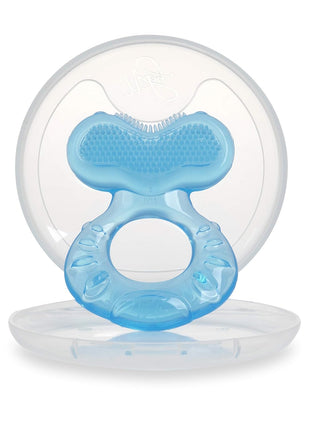 Nuby Silicone Teethe-EEZ Teether with Bristles, Includes Hygienic Case, Blue