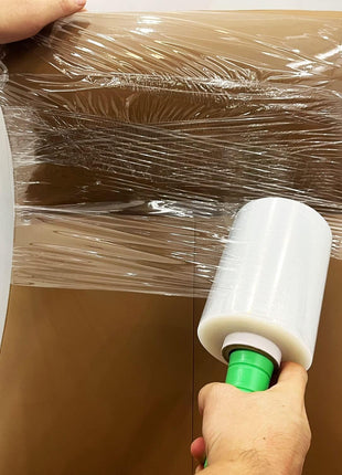 2-Pack Industrial Mini Clear Stretch Wrap Film 80 Gauge 5.1" 1000ft for Pallet Wrap with Plastic Handle,Durable Self-Adhering Packing,Moving,Packaging,Heavy Duty Shrink Film Chuangseed