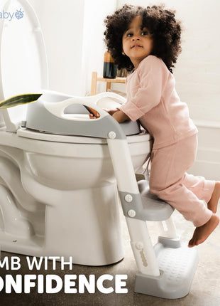 Jool Baby Potty Training Seat with 2 Step Ladder for Toddlers - Splash Guard, Adjustable Height (Gray)