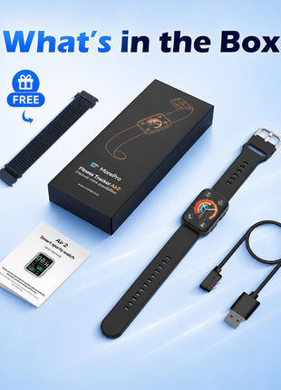 MorePro Health Fitness Tracker for Women Men, 24/7 Heart Rate Blood Pressure & Oxygen Monitoring, Sleep Tracker, 100+ Sport Modes Smart Watch, IP68 Waterproof, 2 Bands, Compatible Android iOS