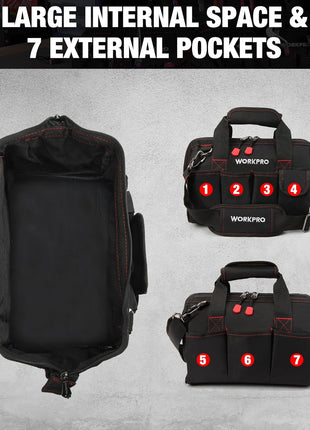 Workpro 12-inch Close Top Wide Mouth Storage Tool Bag, W081020A