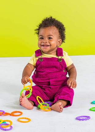 Bright Starts Lots of Links Rings Toys for Stroller or Carrier Seat, BPA-Free, Ages 0 Months Plus, Multicolor, 24 Count