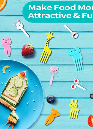 156PCS Animal Food Picks for Kids Bento Box Accessories, FATLODA Fun Kid Food Picks, Cute Fruit Toothpicks for Kids Lunch Accessories, Reusable Lunchbox Pick for Kid Toddler
