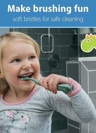 Dr. Brown's Baby and Toddler Toothbrush, Green and Orange Dinosaur 2-Pack, 1-4 Years