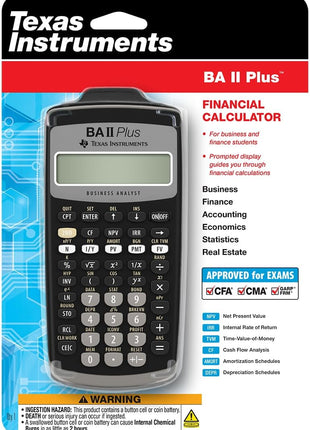 Texas Instruments BA II Plus Financial Calculator, Black Medium