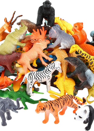 54 Piece Animal Figures for Kids, Safari Jungle Animal Figurines | Realistic animal figures for sensory bins, school learning, jungle party favors, cupcake toppers, classroom rewards