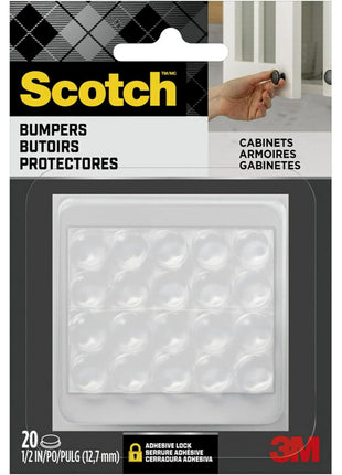 Scotch Clear Adhesive Bumper Pads 20 PCS, Self-Stick Rubber Pads 1/2" Round, Cabinet Door Rubber Bumpers, Designed to Protect Cabinets and Drawers, Sound Dampening, Transparent (SP950-NA)