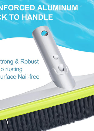 Sepetrel 17.5 inch Pool Brush Head for Cleaning Walls,Heavy Duty Inground/Above Ground Swimming Pool Scrub Brushes with Premium Strong Bristle & Reinforced Aluminium Back