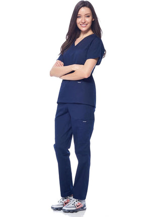 Dagacci Medical Uniform Womens and Mens Scrub Set Unisex Medical Scrub Shirt Top and Pant, Navy, Medium