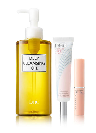 DHC Discovery Set, includes Deep Cleansing Oil 6.7 fl oz, Velvet Skin Coat 0.52 oz Net wt., and Lip Cream 0.05 oz Net wt.