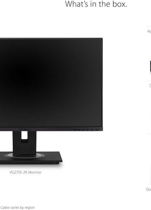 ViewSonic VG2755 27 Inch IPS 1080p Monitor with USB C, HDMI, DisplayPort, VGA and 40 Degree Tilt Ergonomics for Home and Office