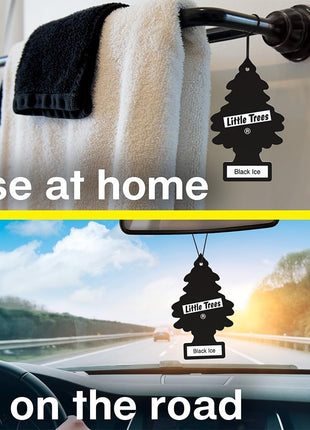 LITTLE TREES Car Air Freshener | Hanging Tree Provides Long Lasting Scent for Auto and Home | Black Ice, 24 Air Fresheners