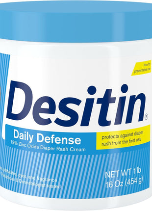 Desitin Daily Defense Baby Diaper Rash Cream with 13% Zinc Oxide, Barrier Cream to Treat, Relieve & Prevent Diaper Rash, Hypoallergenic, Dye-, Phthalate- & Paraben-Free, 16 oz