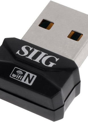 SIIG JU-WR0112-S2 Wireless, N Mini USB Wi-Fi Network Adapter, 802.11 B/G/N, Black