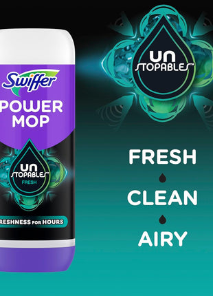 Swiffer PowerMop Floor Cleaning Solution with Unstopables Fresh Scent, PowerMop Refills, Floor Cleaner for Mopping, 25.3 fl oz, 2 Pack