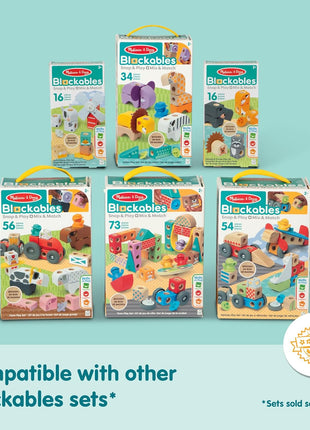 Melissa & Doug BlockablesTM Safari Snap and Play, Mix and Match Connectable Wooden Building Blocks Play Set Toy for Preschool Boys and Girls (34 Pcs)
