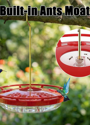 FEED GARDEN Hummingbird Feeders for Outdoors, 2 Pack 16oz Leak-Proof Disc Feeder with Built-in Ant Moat, 5 Feeding Ports, Wide Mouth Easy Clean, BPA-Free Plastic for Garden Patio Backyard