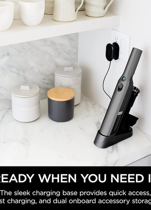 Shark WV201 WANDVAC Handheld Vacuum, Lightweight at 1.4 Pounds with Powerful Suction, Charging Dock, Single Touch Empty and Detachable Dust Cup,Graphite, Slate