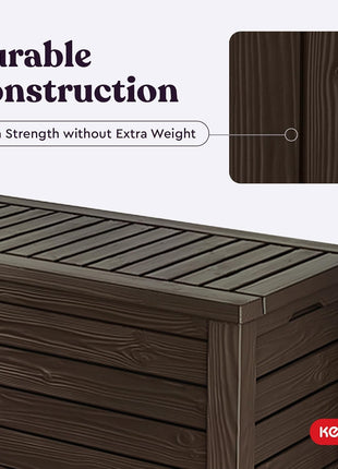 Keter 150 Gallon Resin Large Deck Box Organization and Storage Box for Patio, Outdoor Cushions, Garden Tools, Brown | Hydraulic Pistons, Resin, Weatherproof