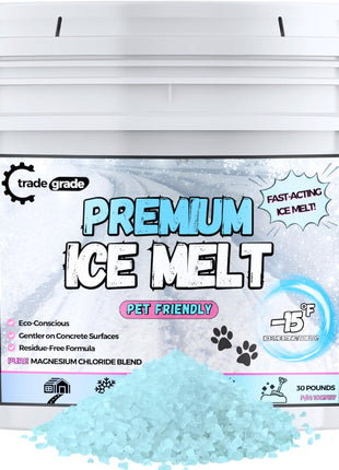 Pet-Friendly Ice Melt - Fast Acting Magnesium Chloride Formula, Safer for Pets & Surfaces, 15lb Bucket