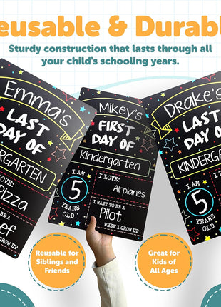 First Day Last Day of School Double Sided Sign (Dry Erase Board for Liquid Chalk Markers - 12 inch x 7.9 inch)
