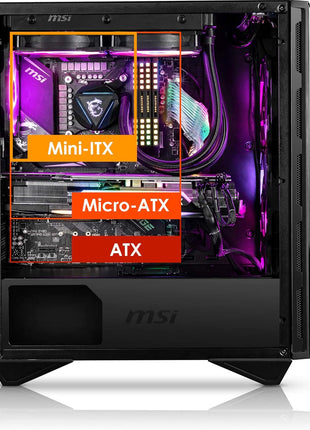 MSI MPG GUNGNIR 110R - Premium Mid-Tower Gaming PC Case - Tempered Glass Side Panel - 4 x ARGB 120mm Fans - Liquid Cooling Support up to 360mm Radiator - Two-Tone Design