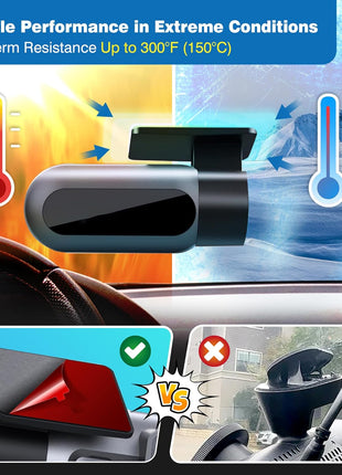 4-Pack Double-Sided Adhesive Pads for Dash Cam Mount – Heat-Resistant High-Bond Replacement Tape – 2 Square & 2 Rectangular Pads for Windshield and Dashboard – Includes Adhesion Promoter