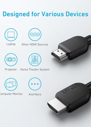Anker HDMI Cable 8K@60Hz, 6FT Ultra HD 4K@120Hz HDMI Cord,48 Gbps Certified Ultra High-Speed,Compatible with PlayStation 5,Xbox,Samsung TVs,and More