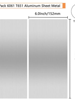2Pack 6061 T651 Aluminum Sheet Metal 6 x 12 x 1/8 (0.125) Inch Flat Plain Aluminum Plate Covered with Protective Film, Heat Treatable Rectangle 3MM Aluminum Metal Plate for Crafting, lndustry