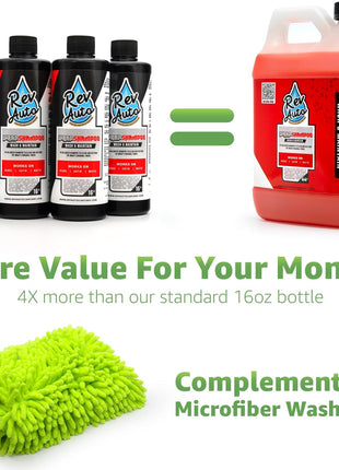Rev Auto Vinyl Wrap Car Wash Soap Kit - Includes 64oz Car Wash Soap For Vinyl Wrap & Microfiber Wash Mitt | Works in Foam Cannon & Bucket Washes | pH-Balanced, Safe For All Finishes