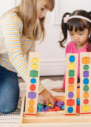 Melissa & Doug Bead Sequencing Set with 46 Wooden Beads and 5 Double-Sided Pattern Boards