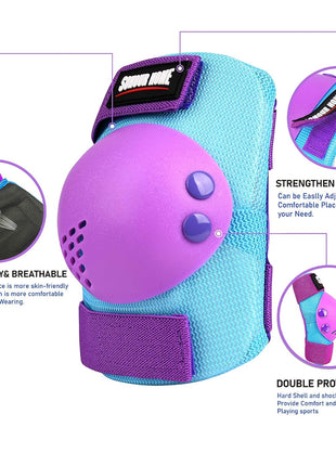 Kids/Youth Knee Pads Elbow Pads Wrist Guards 3 in1Protective Set, for 3-15 Years Child Roller Skates, Cycling, Inline Skating, Skateboard, BMX Bike, Balance Bike, Scooter Riding Sports